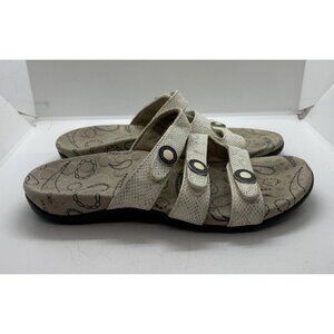 ORTHAHEEL Ashley Adjustable Strap Slide Sandals Women's Size 8 Beige Snakeskin